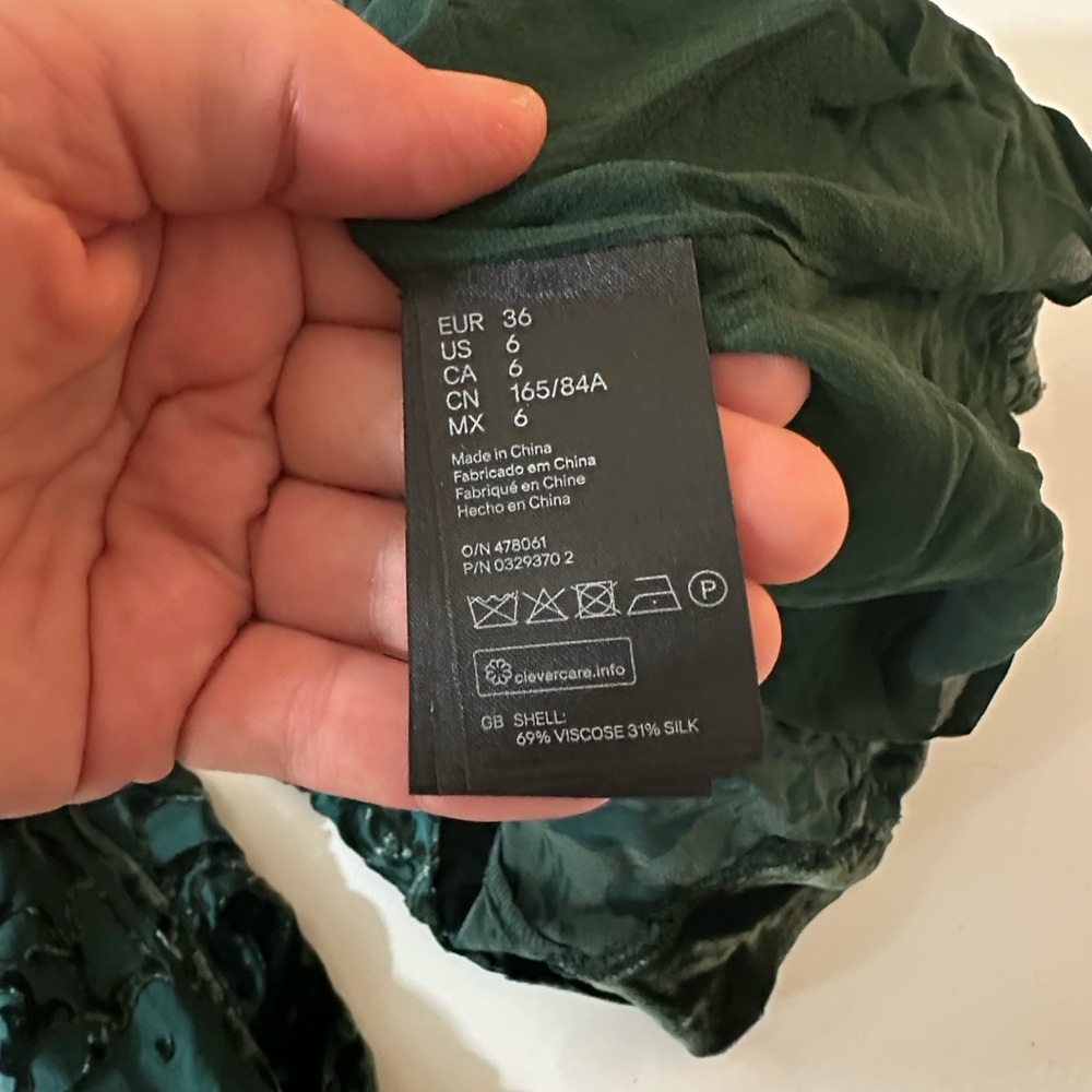Balmain X H&M Green‎ Silk Viscose Velvet Floral High Neck Chic Mini Dress NWT 6 - Picture 13 of 16